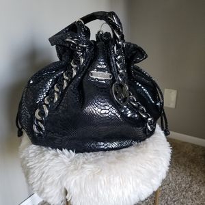 MICHAEL Michael Kors Black Python Embossed Leather Tote